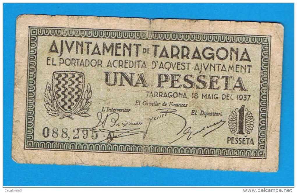 BILLETE LOCAL -  TARRAGONA 1 Peseta 1937 - Autres & Non Classés