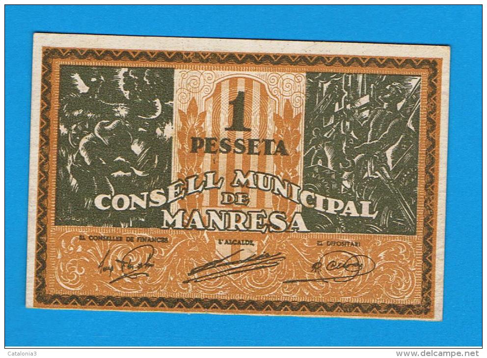 BILLETE LOCAL - MANRESA 1 Peseta - Autres & Non Classés