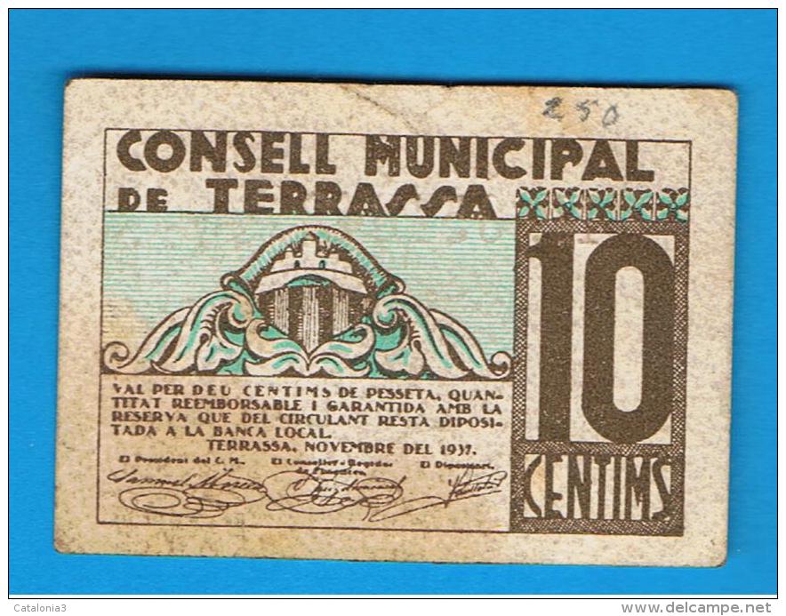 BILLETE LOCAL - TERRASSA 10 Centimos - Autres & Non Classés