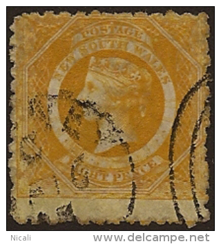 NSW 1882 8d Yellow P10 QV SG 236 U OO214 - Oblitérés