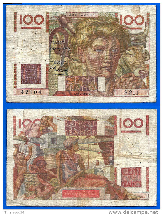 France 100 Francs 1947 Jeune Paysan Serie S Animal Paypal Skrill OK - 100 F 1945-1954 ''Jeune Paysan''