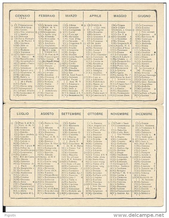 CAL009 - CALENDARIETTO 1934 - DIREZIONE ORFANATROFI ANTONIANI - MESSINA - Formato Piccolo : 1921-40