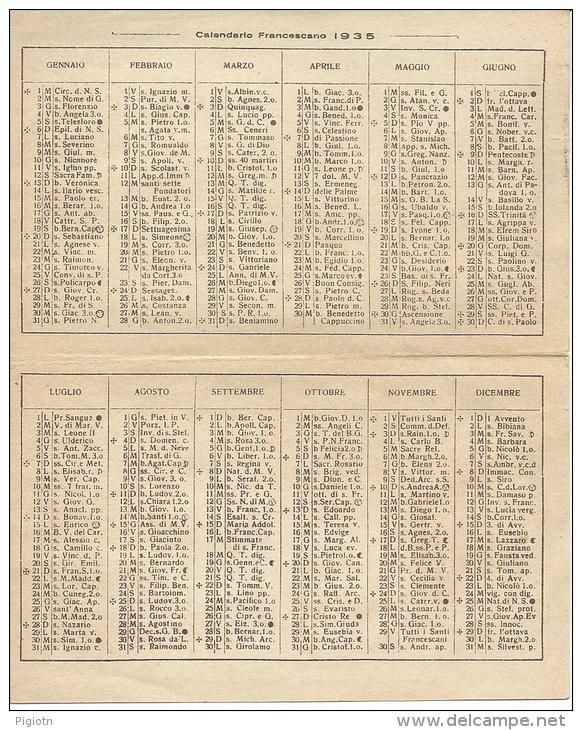 CAL010 - CALENDARIETTO 1935 - PIO ISTITUTO ANTONIANO - ROCCALUMERA - MESSINA - Formato Piccolo : 1921-40