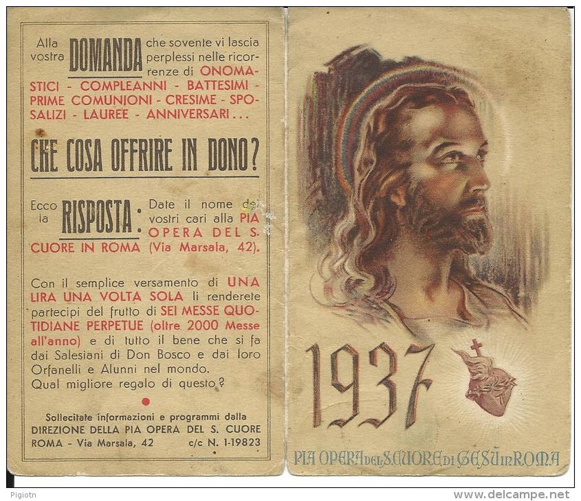 CAL014 - CALENDARIETTO 1937 - PIA OPERA DEL SIGNORE DI GESU´ IN ROMA - Small : 1921-40