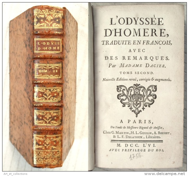 L’Odyssée D’Homère / Tome 2 En Traduction Française / Editions Martin, Paris En 1756 - 1701-1800