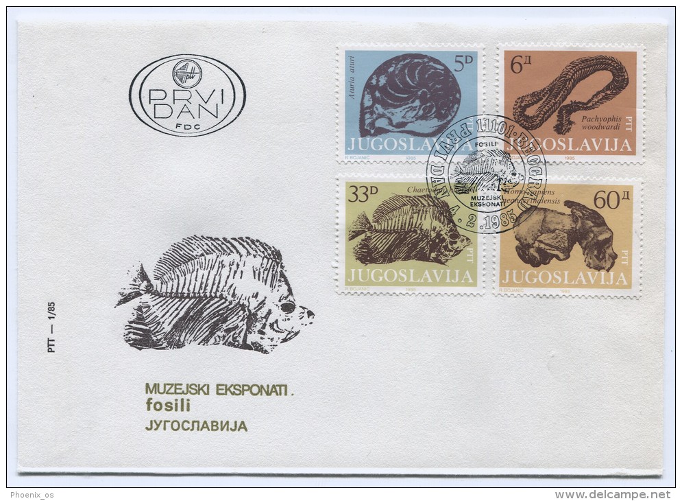 FOSSILS, FDC, Yugoslavia - Fossiles