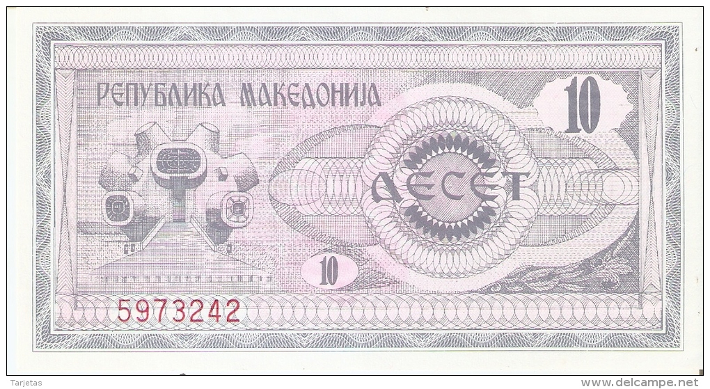 BILLETE DE MACEDONIA DE 10 UNIDADES  SIN CIRCULAR-UNCIRCULATED   (BANKNOTE) - North Macedonia