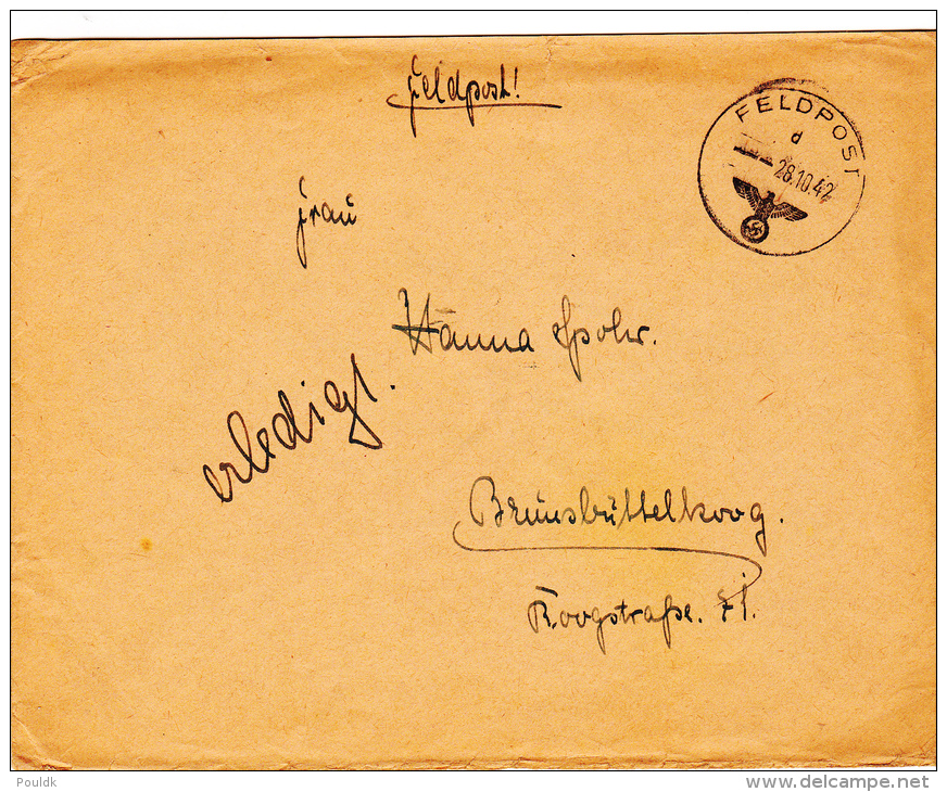 Feldpost WW2: 2. Panzerjäger-Kompanie Schnelle Abteilung 267 FP 12616 Dtd 28.10.1942 - Cover Only  (G44-18) - Militaria