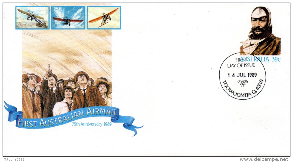 AUSTRALIE. Entier Postal Avec Oblitération 1er Jour De 1989. Poste Aérienne. - Avions