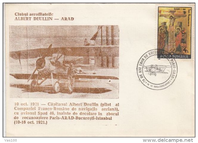 PLANES, ALBERT DEULLIN, PILOT, PARIS- ISTANBUL FLIGHT, SPECIAL COVER , 1991, ROMANIA - Avions