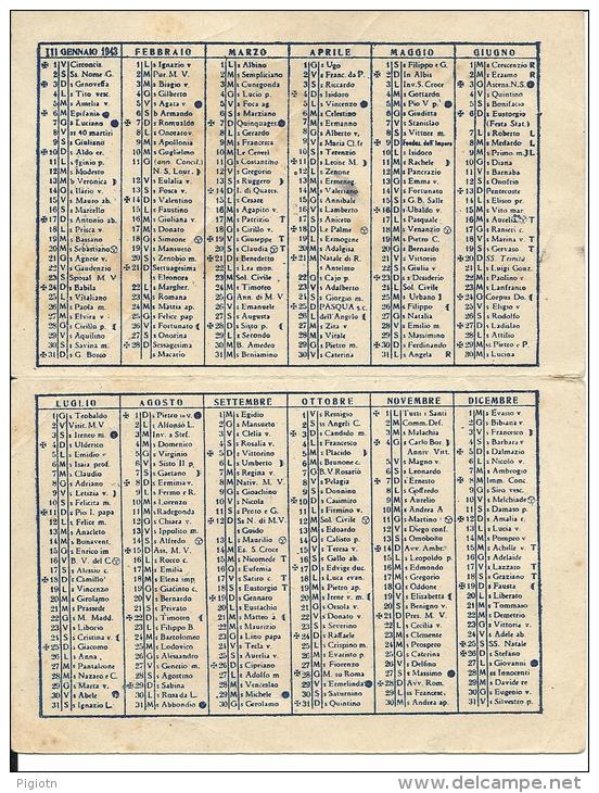 CAL029 - CALENDARIETTO 1943 - N.S. DEL SANTO ROSARIO DI POMPEI - Tamaño Pequeño : 1941-60