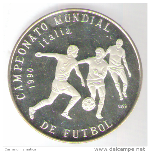 CUBA 5 PESOS 1989 AG PROOF FDC CAMPEONATO MUNDIAL DE FUTBOL ITALIA 1990 - Cuba