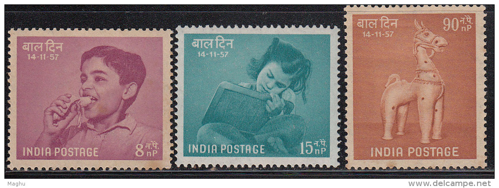 India MNH 1957, Set Of 3, Childrens Day, As Scan - Unused Stamps