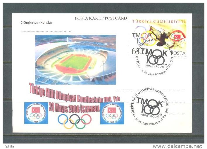 2008 TURKEY CENTENARY OF THE NATIONAL OLYMPIC COMMITTEE OF TURKEY POSTCARD - Interi Postali