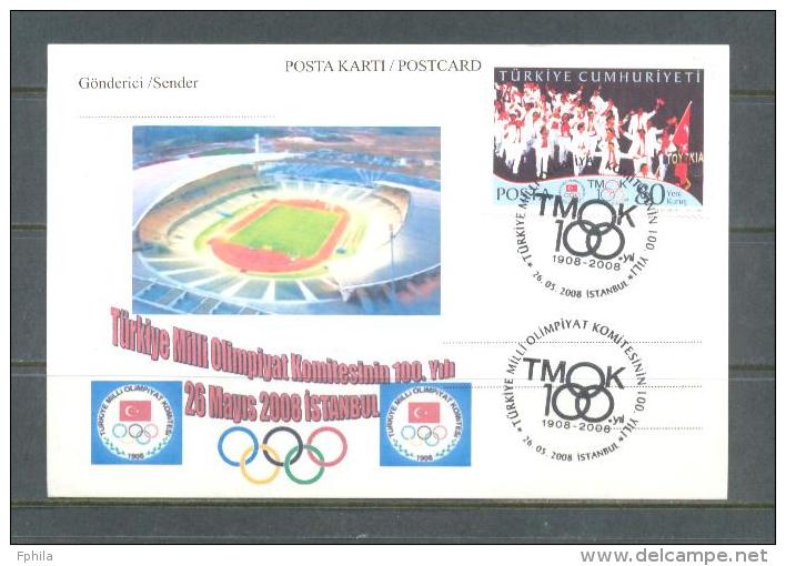 2008 TURKEY CENTENARY OF THE NATIONAL OLYMPIC COMMITTEE OF TURKEY POSTCARD - Postal Stationery
