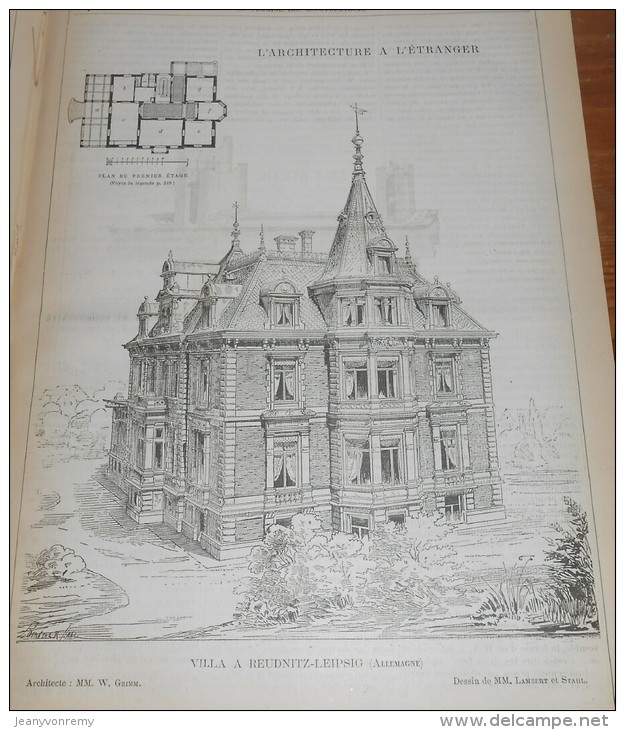 La Semaine Des Constructeurs. N°21. 20 Novembre1886. Villa à Reudnitz-Leipsig En Allemagne. - Magazines - Before 1900