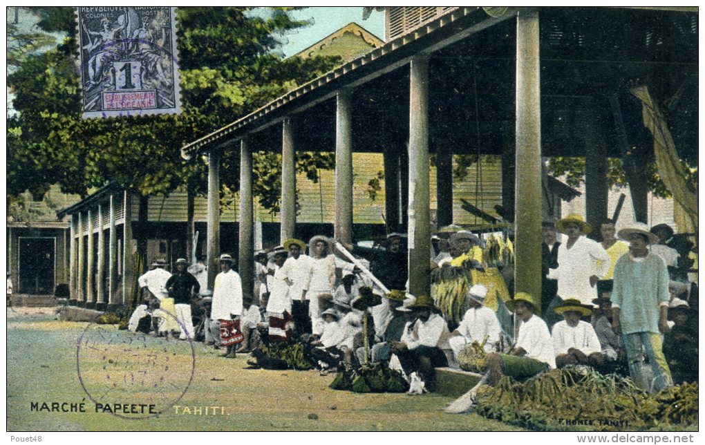 Polynésie - Marché PAPEETE  - TAHITI - 1907 - Polynésie Française