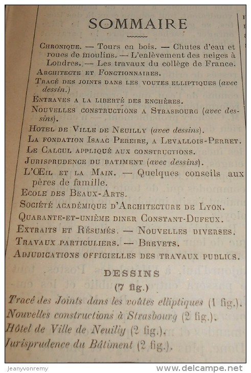 La Semaine Des Constructeurs. N°29. 15 Janvier 1887. Hôtel De Ville De Neuilly. - Revues Anciennes - Avant 1900