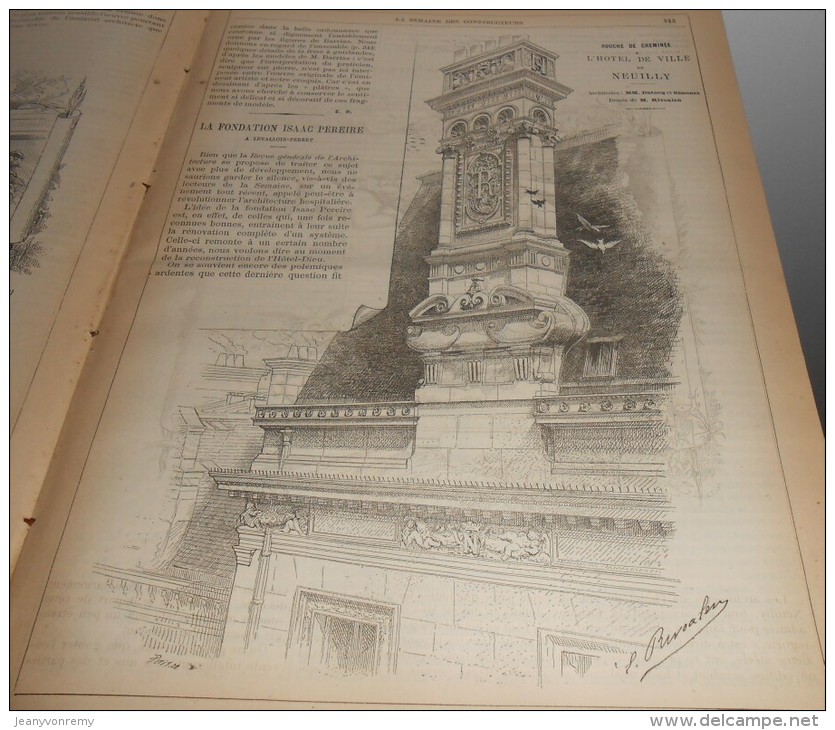 La Semaine Des Constructeurs. N°29. 15 Janvier 1887. Hôtel De Ville De Neuilly. - Revues Anciennes - Avant 1900