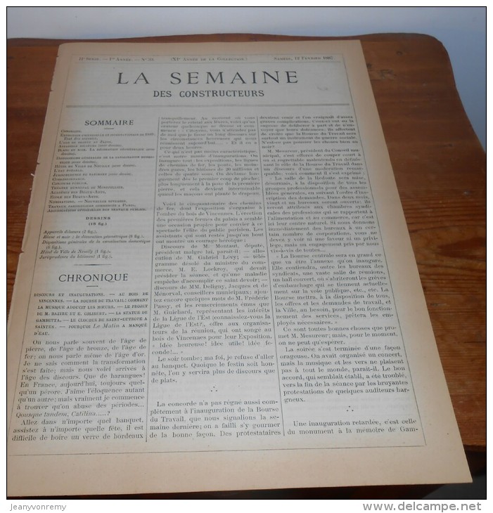 La Semaine Des Constructeurs. N°33. 12 Février 1887. Escalier De L'Hôtel De Ville De Neuilly. - Magazines - Before 1900