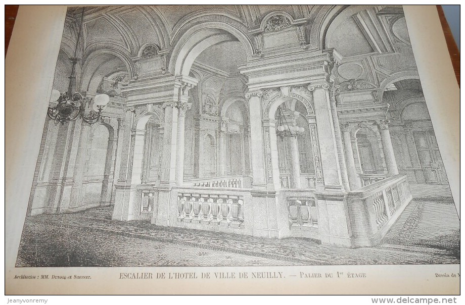 La Semaine Des Constructeurs. N°33. 12 Février 1887. Escalier De L'Hôtel De Ville De Neuilly. - Magazines - Before 1900