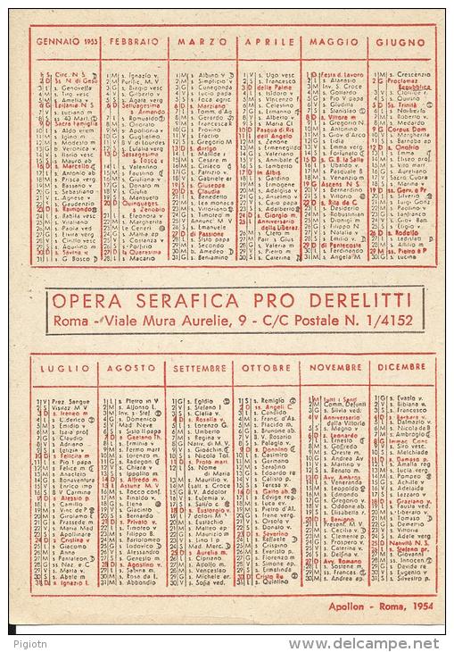 CAL054 - CALENDARIETTO 1955 - OPERA SERAFICA PRO DERELITTI - Petit Format : 1941-60