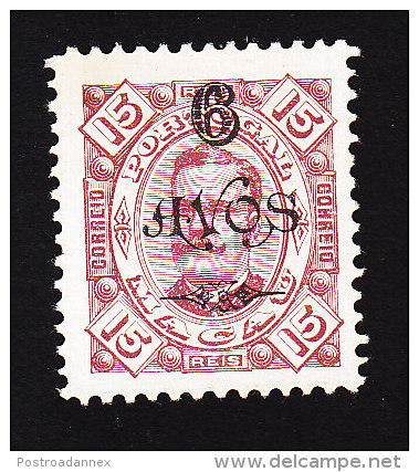 Macao, Scott #121, Mint No Gum, King Carlos Surcharged, Issued 1902 - Unused Stamps