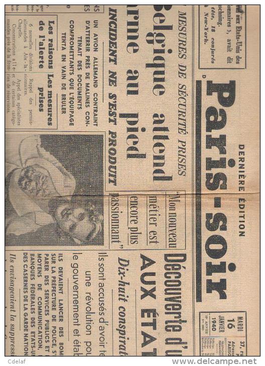 Paris-soir 16 Janvier 1940 Dernière édition - Autres & Non Classés