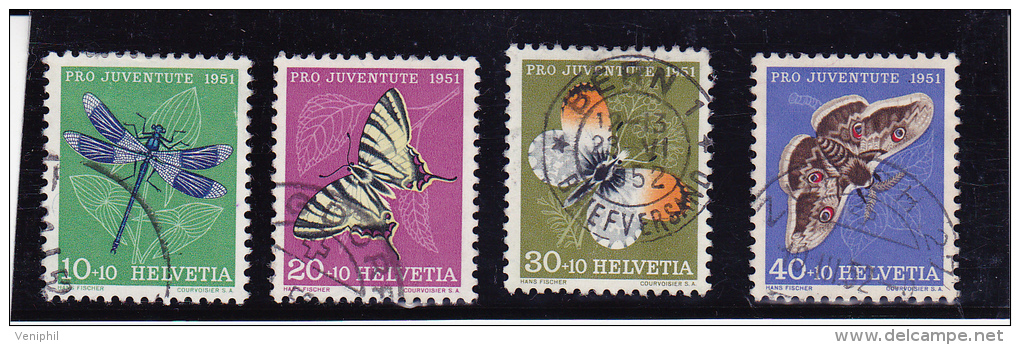 SUISSE  N° 513 A 516 OBLITERES - PAPILLONS-PRO JUVENTUTE - Usati