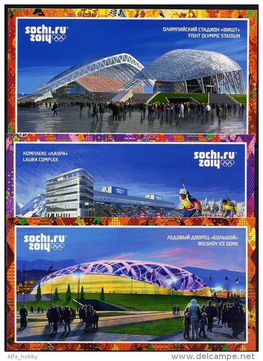 Russia,  2013, Olympic Games 2014,Stadiums, 6 Postcard With ´B" - Winter 2014: Sochi