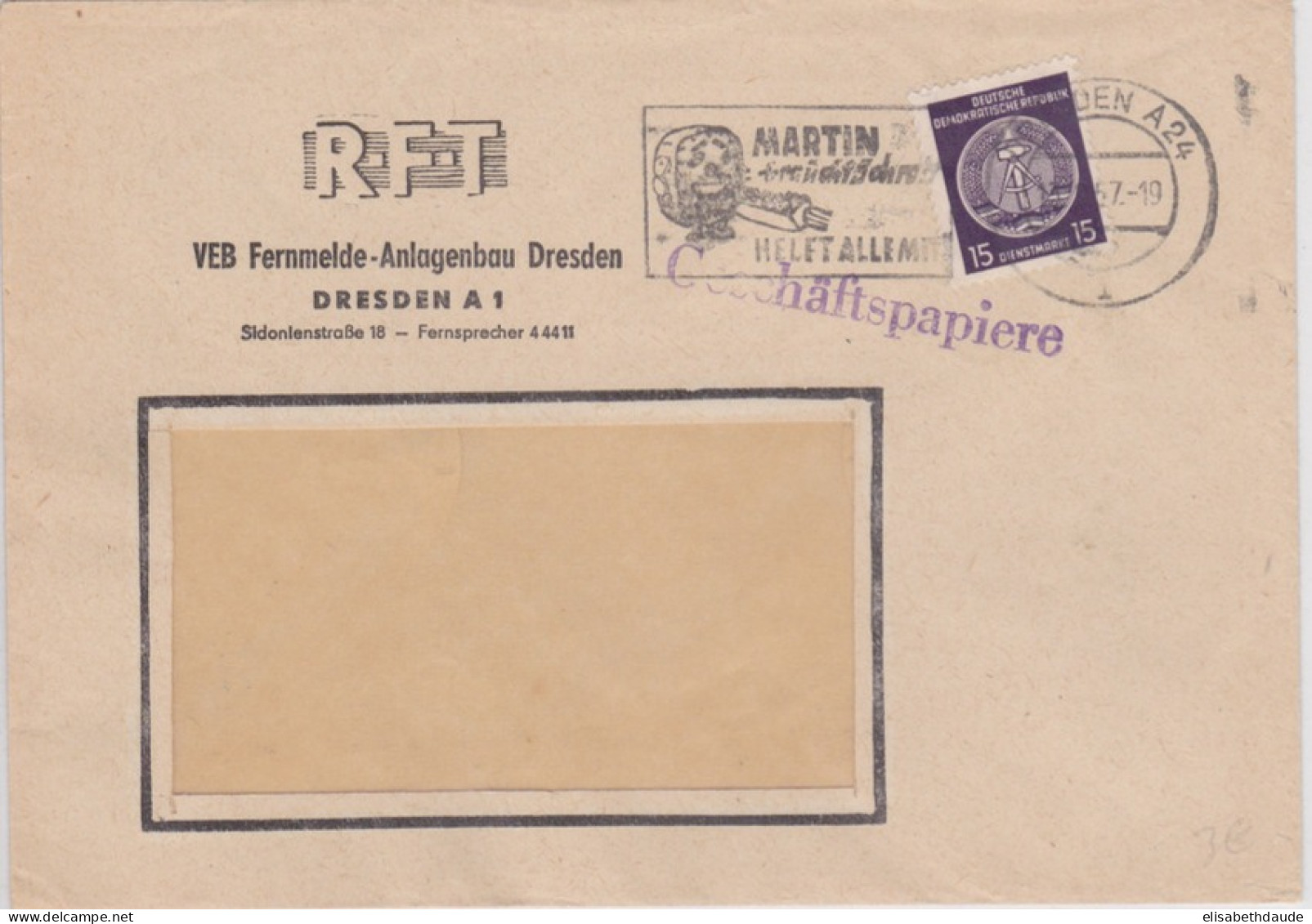 1957 - LETTRE De SERVICE De DRESDEN (DIENSTMARKE) - Briefe U. Dokumente