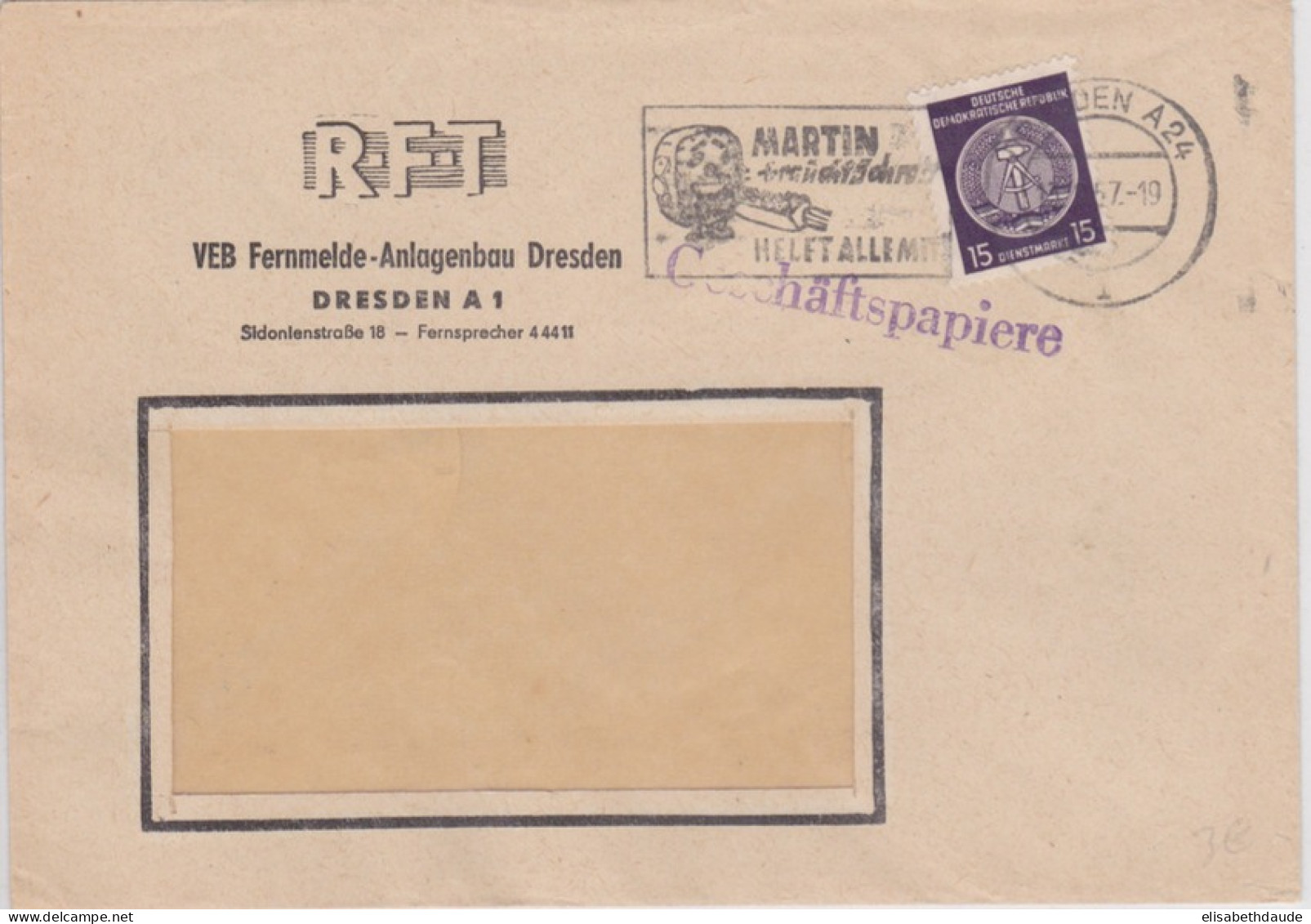 1957 - LETTRE De SERVICE De DRESDEN (DIENSTMARKE) - Covers & Documents