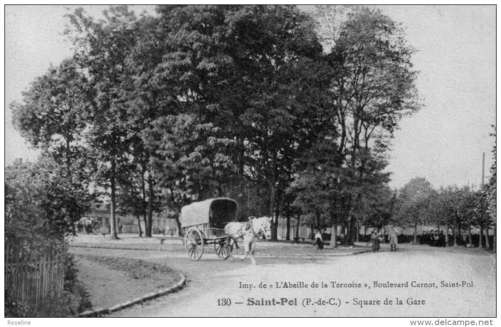 62  SAINT POL SUR TERNOISE   PAS DE CALAIS  -  SQUARE  GARE  -   CPA   N/B  9x14 BE - Saint Pol Sur Ternoise