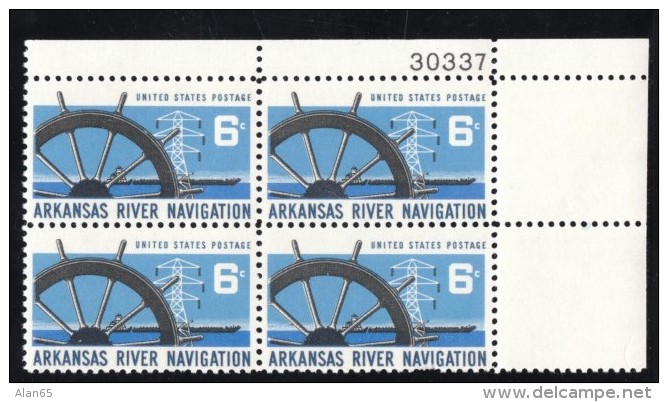Lot Of 3 #1356, #1357 #1358 Plate # Blocks Of 4 Stamps, Marquette Explorer Daniel Boone Arkansas River Issues - Numéros De Planches