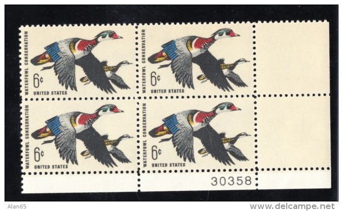 Lot Of 3 #1362, #1380 #1383 Plate # Blocks Of 4 Stamps, Waterfowl Conservation Daniel Webster Eisenhower Issues - Numéros De Planches