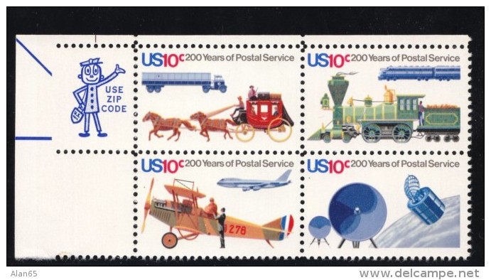 Lot Of 2 #1572-1575. Plate # Blocks Of 12 Stamps Mr. ZIP Block Of 4, US Postal Service Bicentennial Issue - Plattennummern