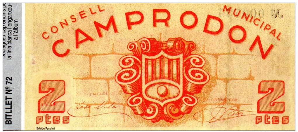 CROMO BILLETE DE PUEBLOS DE LA PROVINCIA DE GERONA Nº72 CAMPRODON - Otros & Sin Clasificación