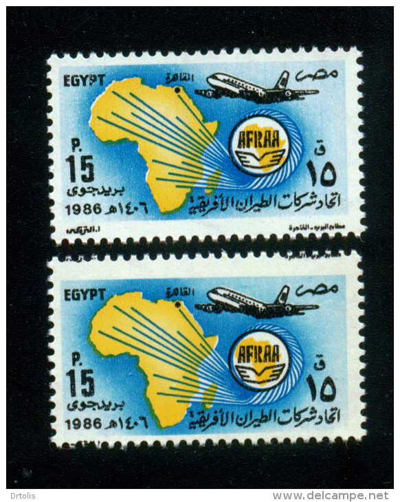EGYPT / 1986 / MISCENTERED / AFRICAN AIRLINE ASSOC. / AFRAA / MAP / BOEING 707 JETLINER / AIRPLANE / MNH / VF - Unused Stamps