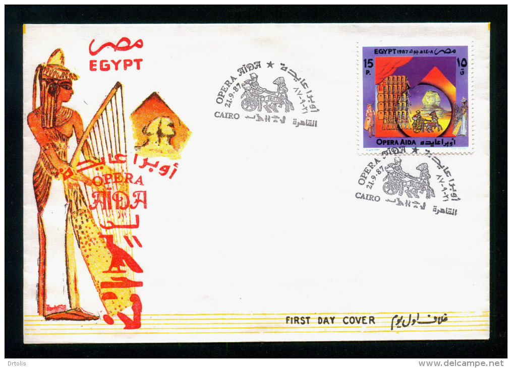 EGYPT / 1987 / MUSIC / OPERA AIDA / VERDI / FDC - Lettres & Documents