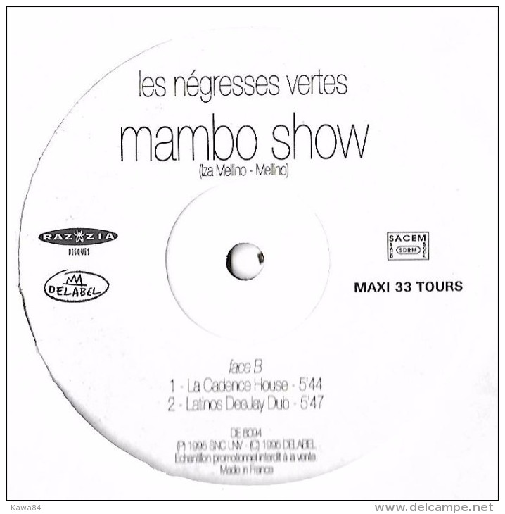 MAXI 33 RPM (12")  Les Négresses Vertes  "  Mambo Show  "  Promo - 45 T - Maxi-Single