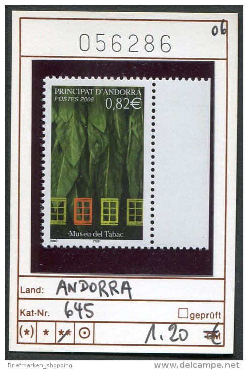 Andorra 2006 - Andorre Francaise 2006 - Michel 645 - ** Mnh Neuf Postfris - Nuovi