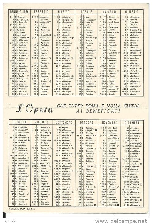 CAL108 - CALENDARIETTO 1959 - PIA OPERA ANTONIANA DI RICOSTRUZIONE SOCIALE - Petit Format : 1941-60