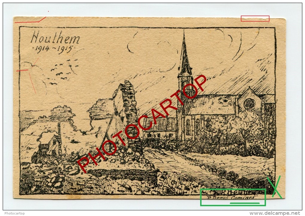 HOUTHEM-DESSIN-Carte Allemande-Guerre 14-18-1WK-BELGIQUE-BELGIEN-Feldpost- - Comines-Warneton - Komen-Waasten