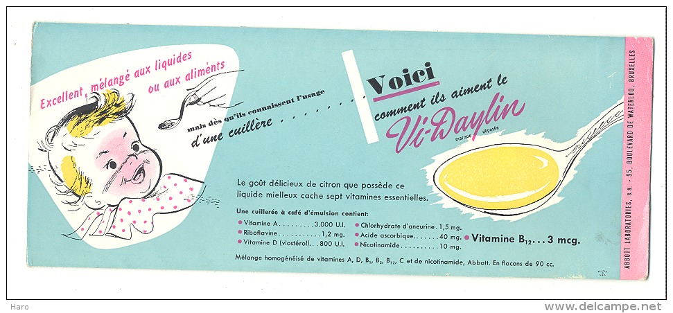 BUVARD - Pharmacie - Médical - Vitamines Pour Bébé "Vi-Daylin" Laboratoires Abbott Bruxelles (sf73) - Produits Pharmaceutiques