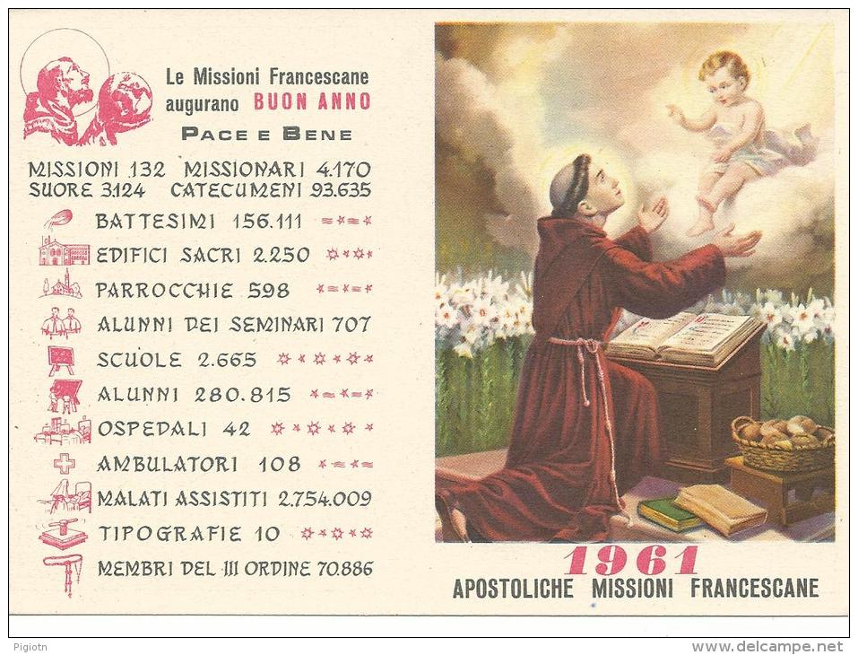 CAL119 - CALENDARIETTO 1961 - MISSIONI FRANCESCANE - Petit Format : 1961-70