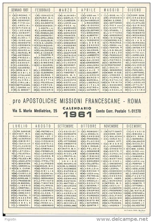 CAL119 - CALENDARIETTO 1961 - MISSIONI FRANCESCANE - Kleinformat : 1961-70