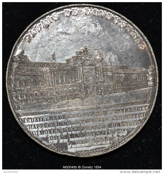 M00048 Palais De L´industrie , Médaille De L´exposition Universelle De 1855 Et Napoléon III Au Revers (40 Gr.) - Monarquía / Nobleza