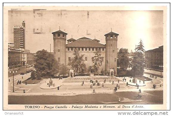 62568)cartolina  Torino Piazza Castello-pal.madama-monu.al Duca D'aosta Viagg.30cent.imp.timpro A Targhetta Visitate L'i - Palazzo Madama