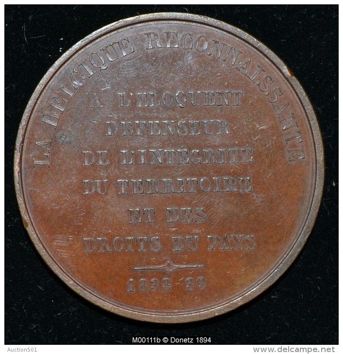 M00111 La Belgique à B. G. Dumortier (1839) Et Son Profil Au Revers (50.43 Gr.) - Other & Unclassified