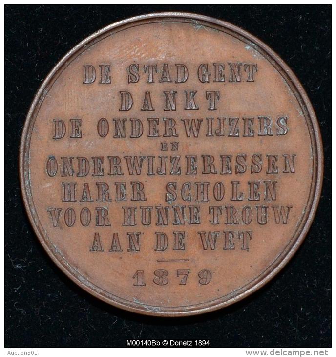 M00140B Gent Dankt De Onderwijzers, 1879 Et Blason De La Belgique Au Revers (30 Gr.) - Autres & Non Classés